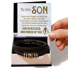 To My Son - Mens Leather Bracelet